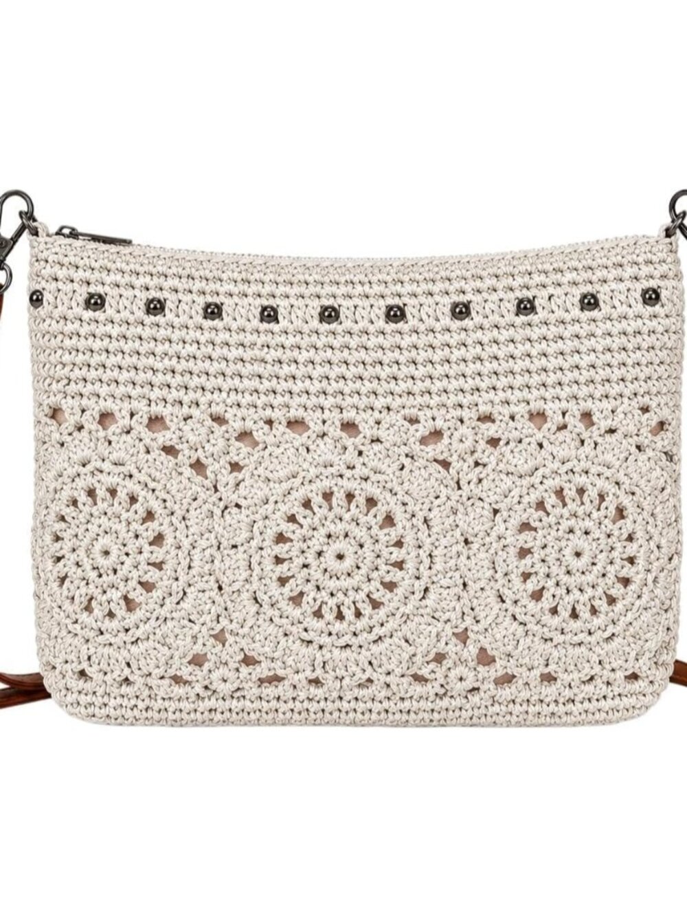 Woven Crossbody Bag for Women Lightweight Crochet Purse with Adjustable Strap In